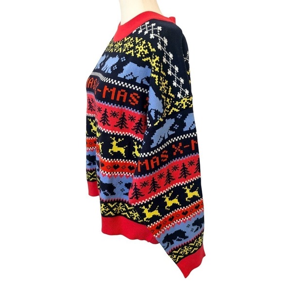 NEW Christmas Sweater Women's XXL Reindeer Snowflakes Holiday Crewneck - Picture 4 of 7